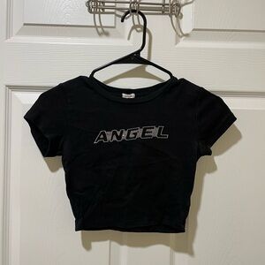 Garage Black Crop Top Angel Design